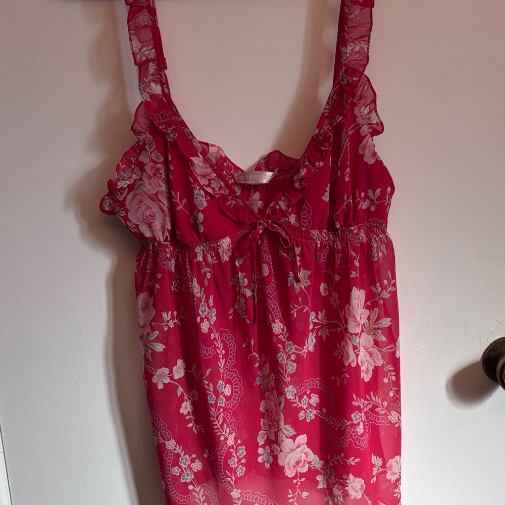 Victoria's Secret Pink Floral Ruffle Slip